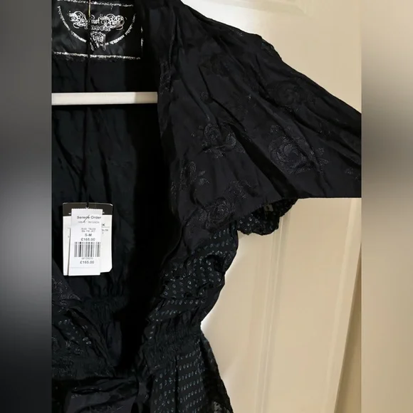 Vintage Y2K RARE Buddhist Punk Black Ruffle Tie Jacket NWT - Picture 3 of 8